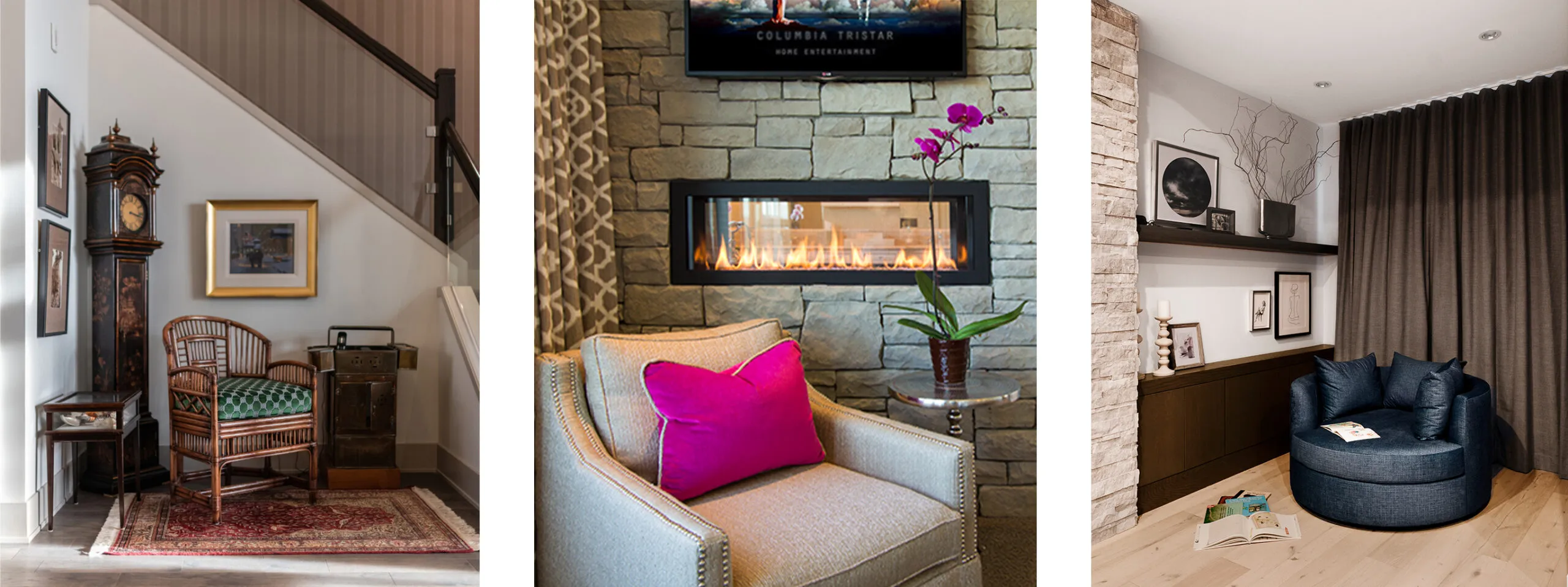 Three examples of small nooks designed for different homes.