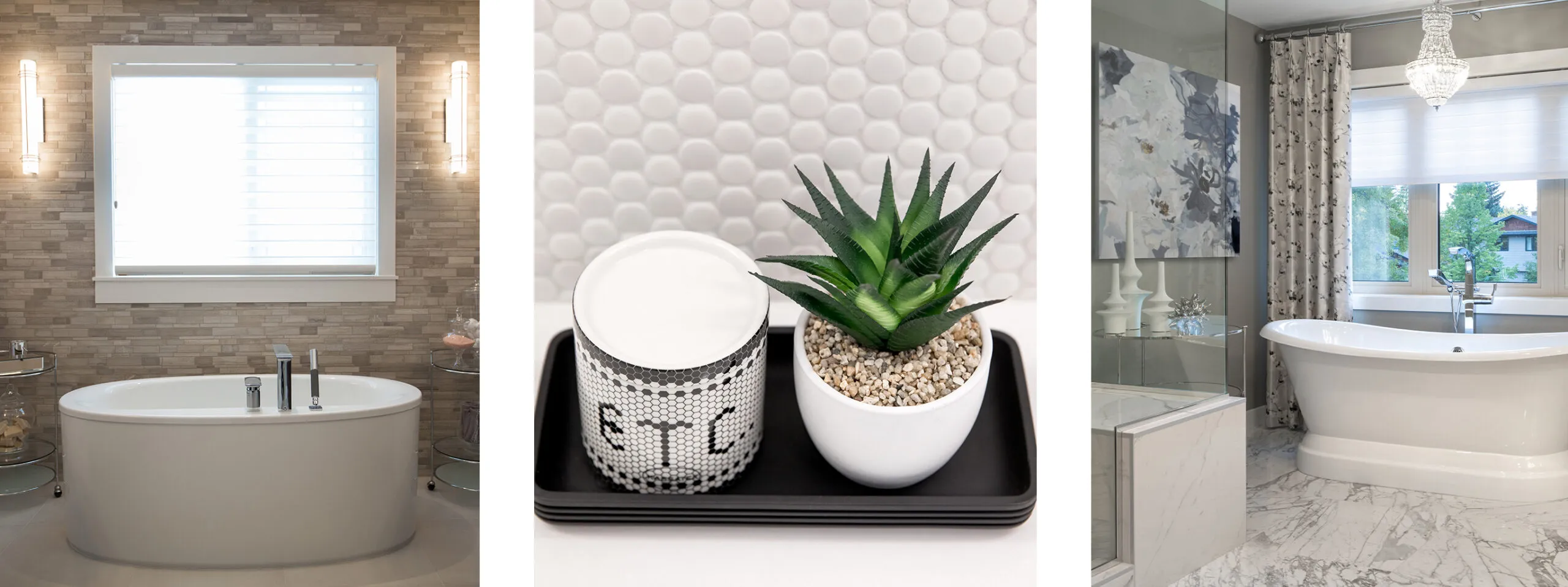 Three spa-like bathroom ideas and features.